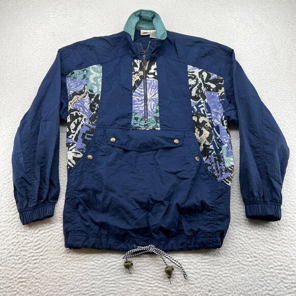 Nike Other - Vintage Nike Mens Windbreaker Jacket Small Navy Blue Abstract Inserts Pullover
